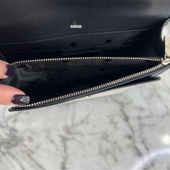 Kate Spade Woven Remi Flap Chain Crossbody & Large Bifold Wallet In Houndstooth - Picture 9 of 15